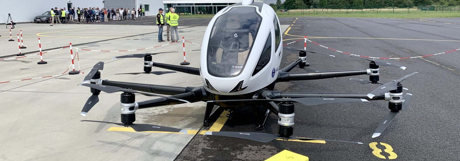 De EHang-passagiersdrone die Helicus wil inzetten voor medische cargovluchten.