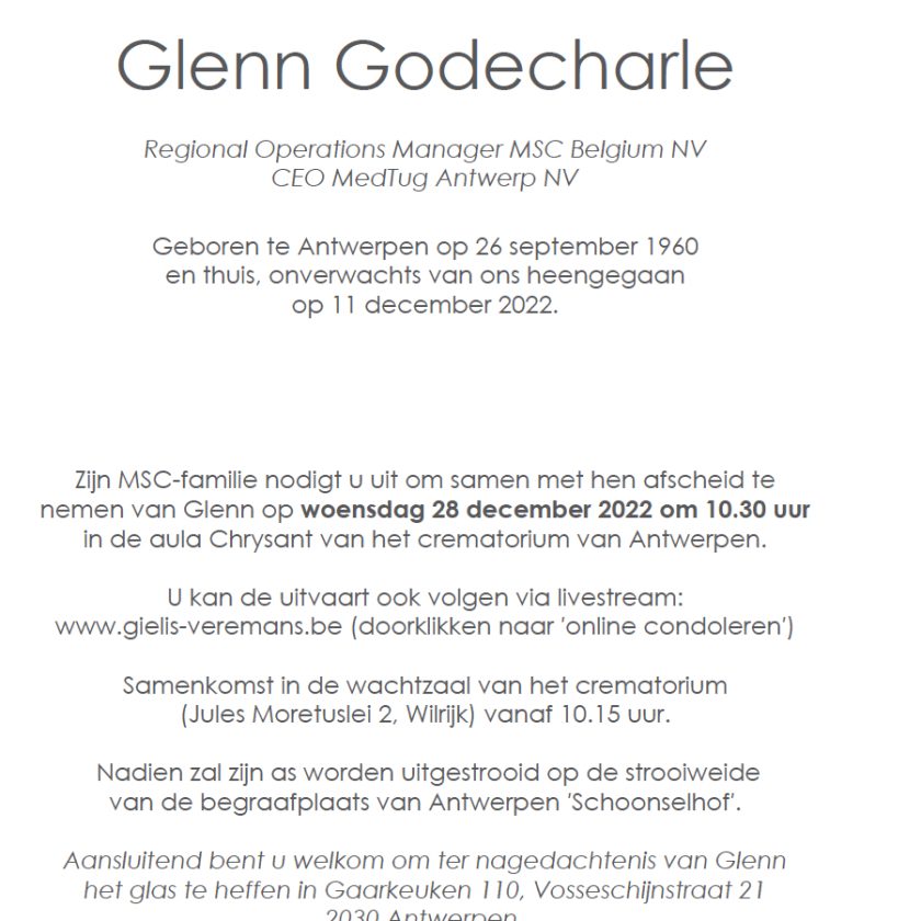 Rouwbericht Glenn Godecharle