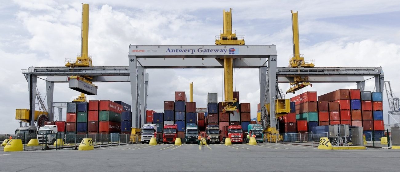 Stapelkranen op DP World Antwerp Gateway