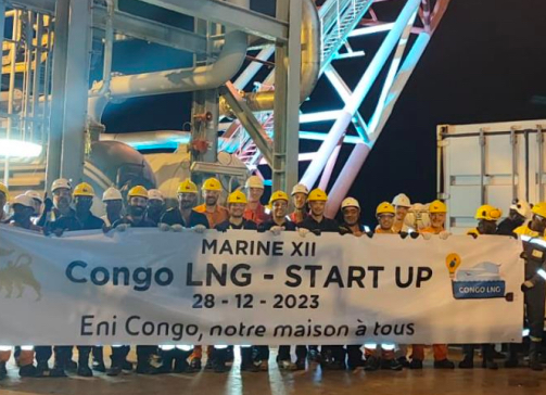 Eni start met inbrengen van gas in de drijvende lng-fabriek 'Tango FLNG' in Congo.