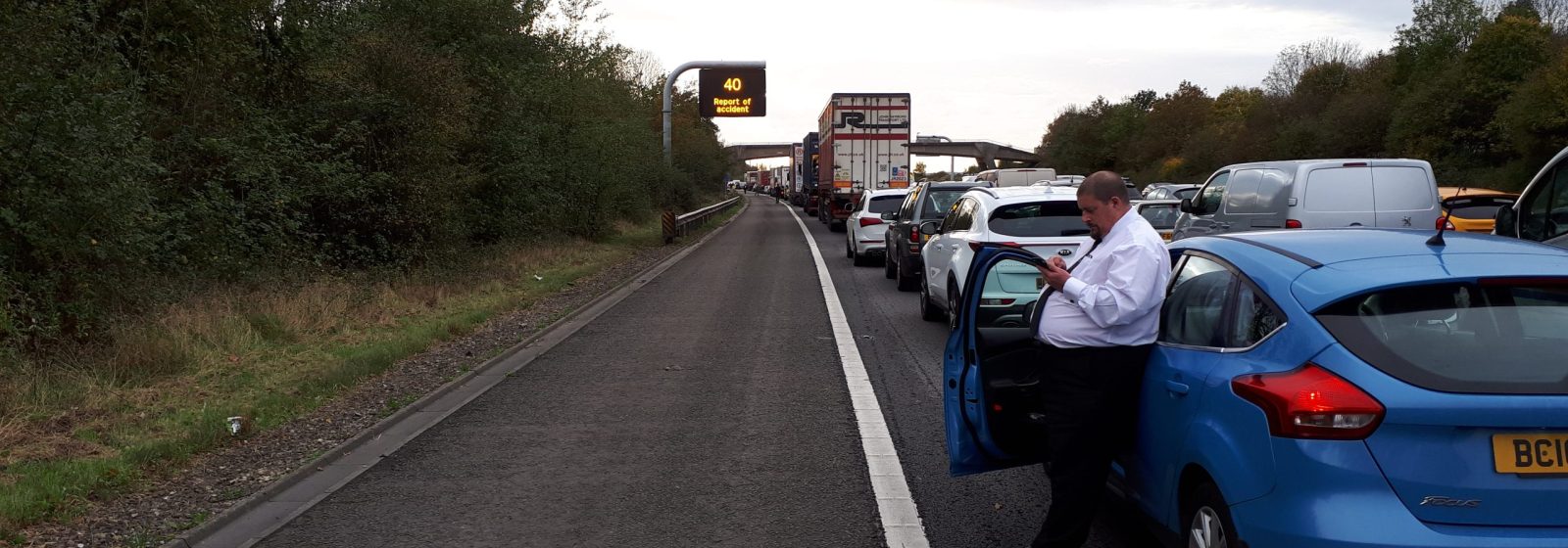 File op Britse snelweg