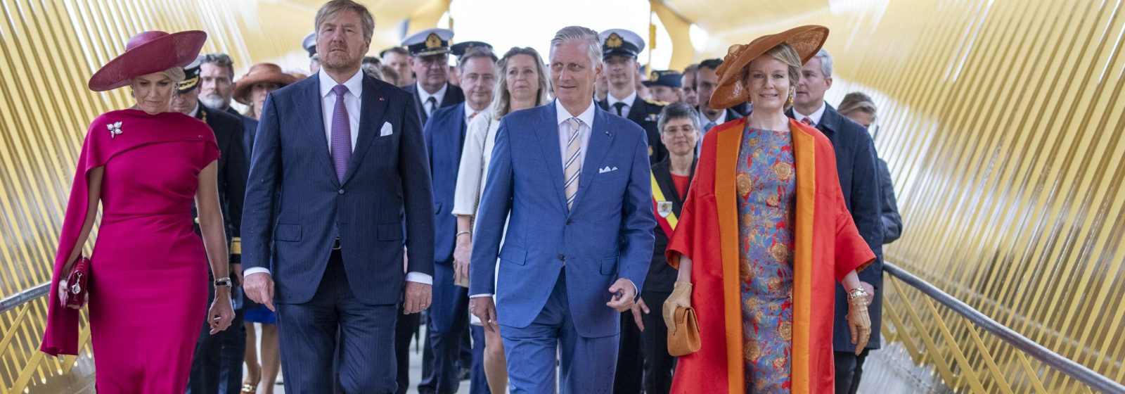 Koningin Maxima en koning Willem-Alexander, en Koning Filip en Mathilde (in Antwerpen, juni 2023)